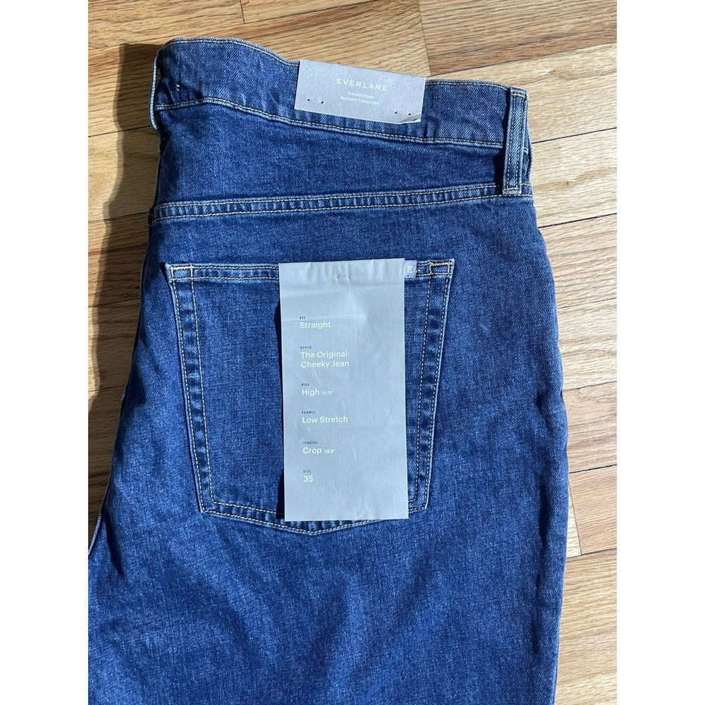Everlane The Original Cheeky Straight Crop Jeans 35 Washed Midnight NWT